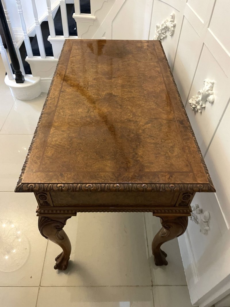 Outstanding Quality Antique Burr Walnut Freestanding Standing Console/Hall Table - Image 7